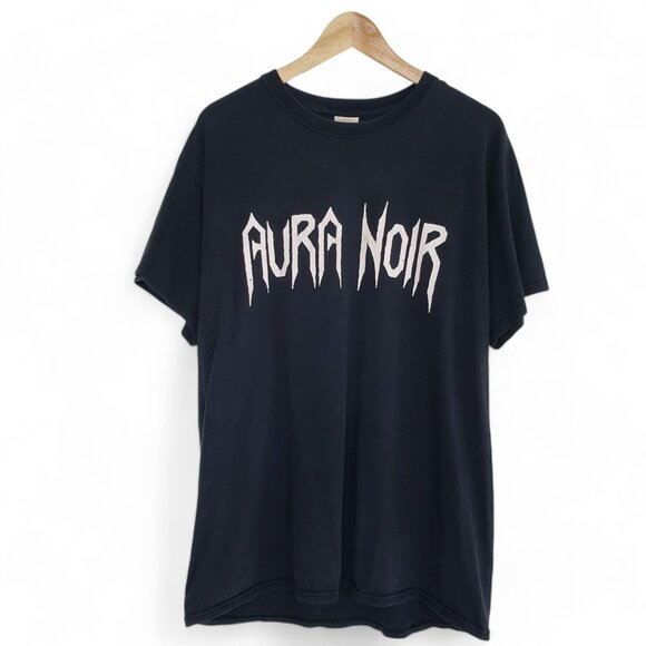 Vintage Aura Noir Y2K Shirt Men's Thrash Metal Band Norwegian Goth on Gildan L - Picture 1 of 6